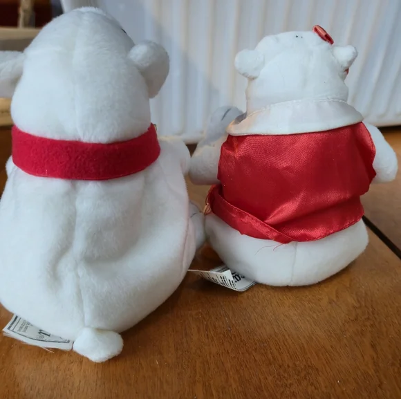 Coca-Cola Vintage Polar Bear Plush Set 1998 1999 Red Scarf Vest Mascot 2pc - Picture 2 of 11